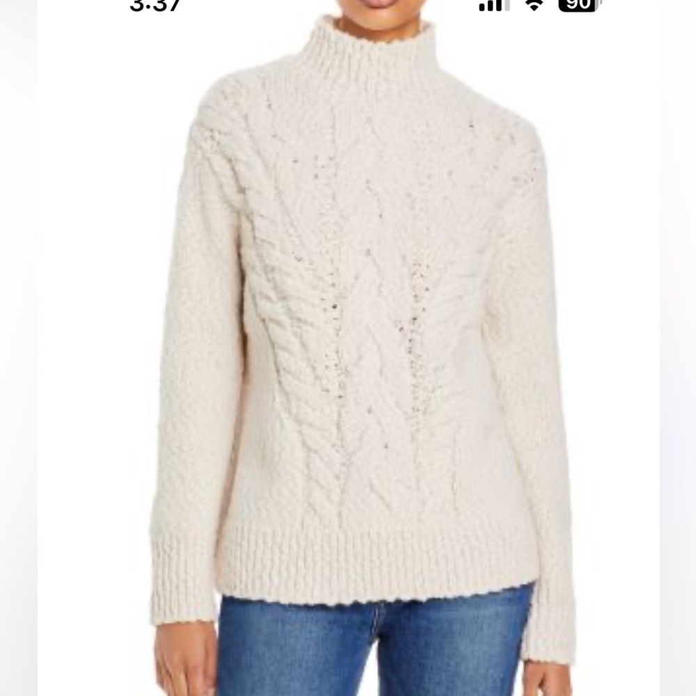 VINCE Sweater Merino Wool Blend Mock Neck Cable Knit‎ Size Medium